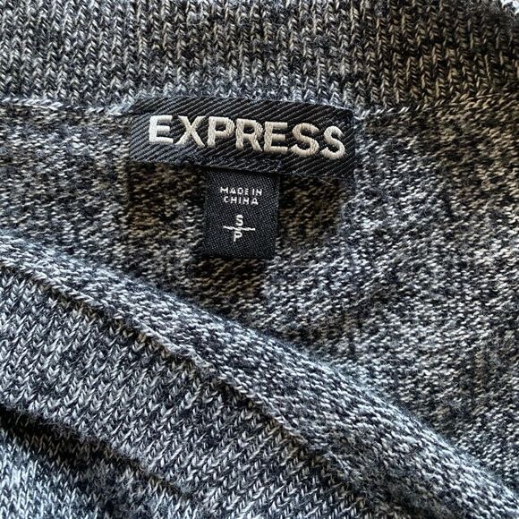 Express Circle Tunic Sweater Heathered Black White Slouchy Small Oversized - Picture 4 of 7